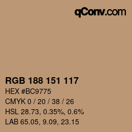 Color code: RGB 188 151 117 | qconv.com