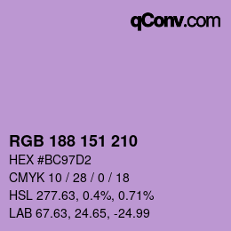 Color code: RGB 188 151 210 | qconv.com