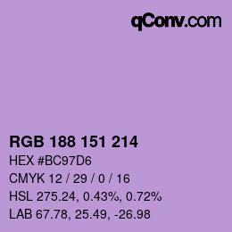 カラーコード: RGB 188 151 214 | qconv.com