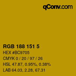 Color code: RGB 188 151 5 | qconv.com