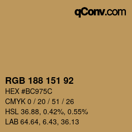 Color code: RGB 188 151 92 | qconv.com