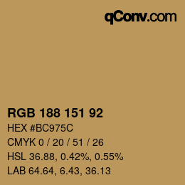 Color code: RGB 188 151 92 | qconv.com