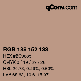 カラーコード: RGB 188 152 133 | qconv.com