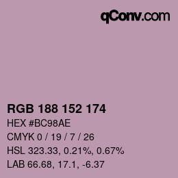 Color code: RGB 188 152 174 | qconv.com