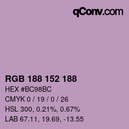 Color code: RGB 188 152 188 | qconv.com
