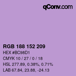 カラーコード: RGB 188 152 209 | qconv.com