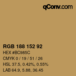 Color code: RGB 188 152 92 | qconv.com