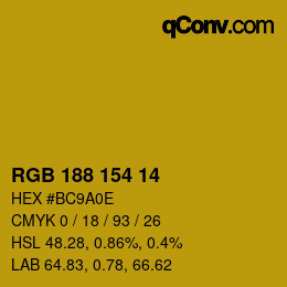 Color code: RGB 188 154 14 | qconv.com