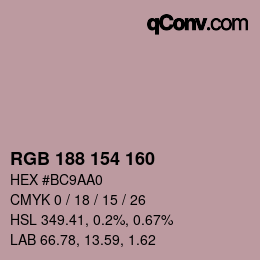 Farbcode: RGB 188 154 160 | qconv.com