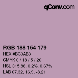 Color code: RGB 188 154 179 | qconv.com