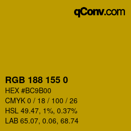 カラーコード: RGB 188 155 0 | qconv.com