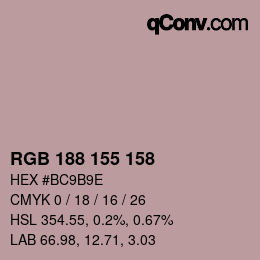 颜色代码: RGB 188 155 158 | qconv.com