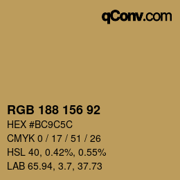 カラーコード: RGB 188 156 92 | qconv.com