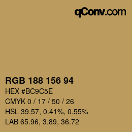 Código de color: RGB 188 156 94 | qconv.com