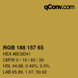 Code couleur: RGB 188 157 65 | qconv.com