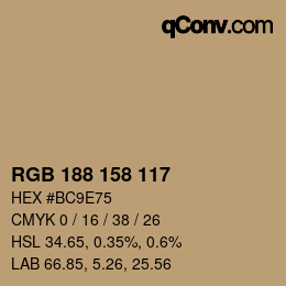 カラーコード: RGB 188 158 117 | qconv.com