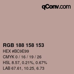 颜色代码: RGB 188 158 153 | qconv.com