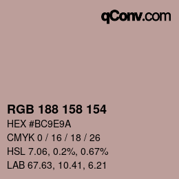颜色代码: RGB 188 158 154 | qconv.com