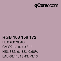 カラーコード: RGB 188 158 172 | qconv.com