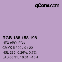 Color code: RGB 188 158 198 | qconv.com