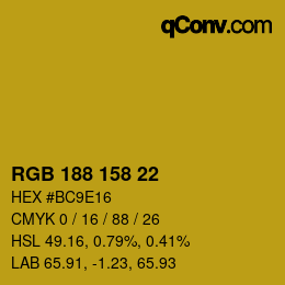 颜色代码: RGB 188 158 22 | qconv.com