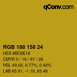 カラーコード: RGB 188 158 24 | qconv.com