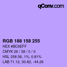 カラーコード: RGB 188 158 255 | qconv.com
