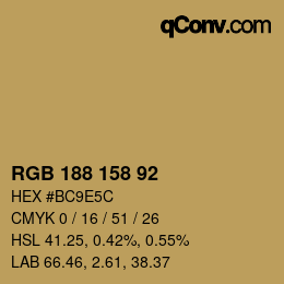 カラーコード: RGB 188 158 92 | qconv.com