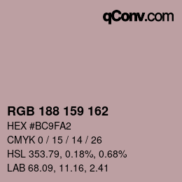 Color code: RGB 188 159 162 | qconv.com