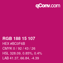 Color code: RGB 188 15 107 | qconv.com