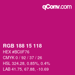Color code: RGB 188 15 118 | qconv.com