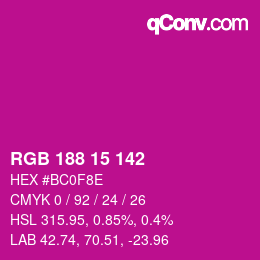 Color code: RGB 188 15 142 | qconv.com