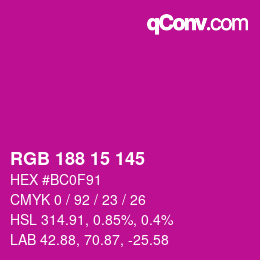 Color code: RGB 188 15 145 | qconv.com