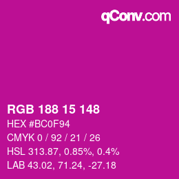 Color code: RGB 188 15 148 | qconv.com