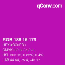 Color code: RGB 188 15 179 | qconv.com
