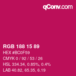 Color code: RGB 188 15 89 | qconv.com