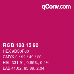 Color code: RGB 188 15 96 | qconv.com