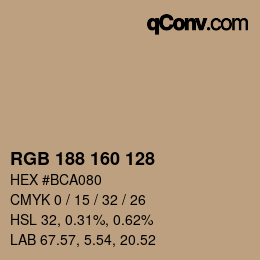 Código de color: RGB 188 160 128 | qconv.com