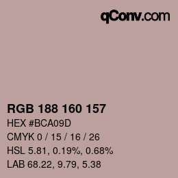 Color code: RGB 188 160 157 | qconv.com