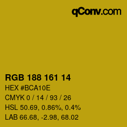 カラーコード: RGB 188 161 14 | qconv.com