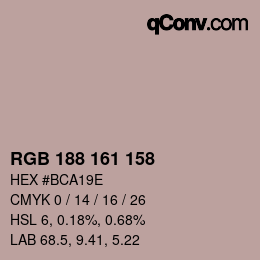 Color code: RGB 188 161 158 | qconv.com