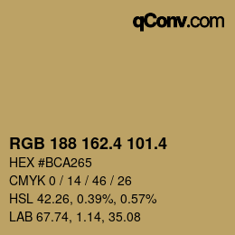カラーコード: RGB 188 162.4 101.4 | qconv.com