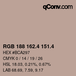 カラーコード: RGB 188 162.4 151.4 | qconv.com