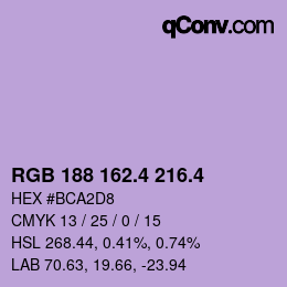 カラーコード: RGB 188 162.4 216.4 | qconv.com