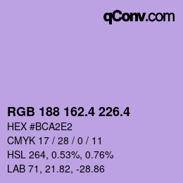 カラーコード: RGB 188 162.4 226.4 | qconv.com