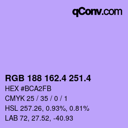 カラーコード: RGB 188 162.4 251.4 | qconv.com