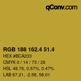 カラーコード: RGB 188 162.4 51.4 | qconv.com