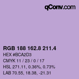 カラーコード: RGB 188 162.8 211.4 | qconv.com