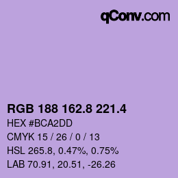 カラーコード: RGB 188 162.8 221.4 | qconv.com