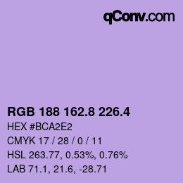 カラーコード: RGB 188 162.8 226.4 | qconv.com